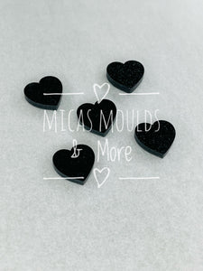 12mm Acrylic Earring Topper - Heart Black Glitter