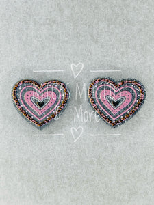 Acrylic Earring Studs - Silver Heart (4 Pack)