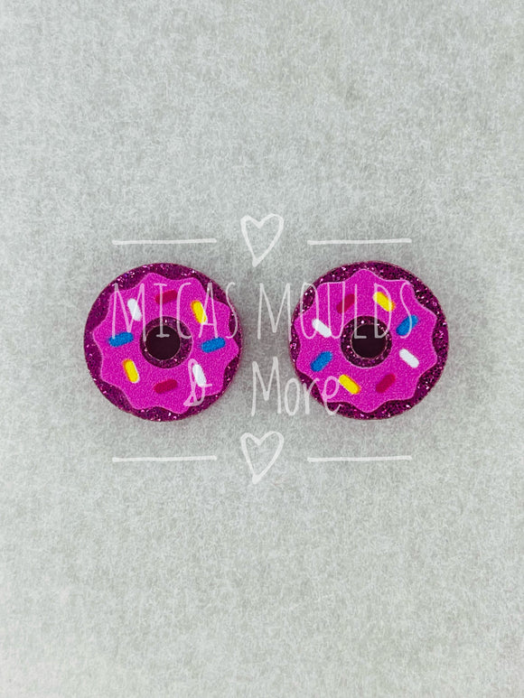 Acrylic Earring Studs - Pink Doughnut (4 Pack)