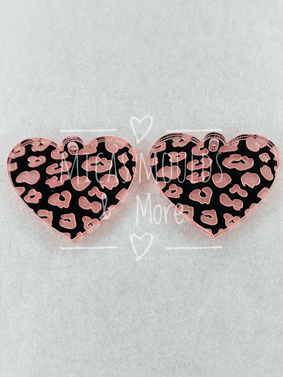 Acrylic Earring Components - Heart - Rose Gold