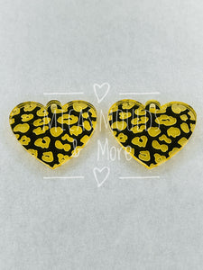 Acrylic Earring Components - Heart - Gold