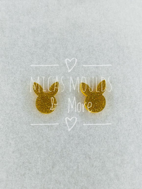 Acrylic Earring Studs - Bunny Gold Glitter (4 Pack)