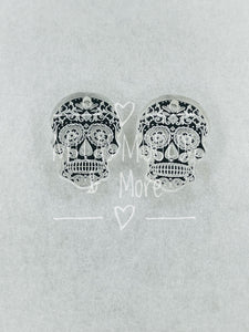 Acrylic Earring Components - Skull - Silver