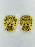 Acrylic Earring Components - Skull - Gold