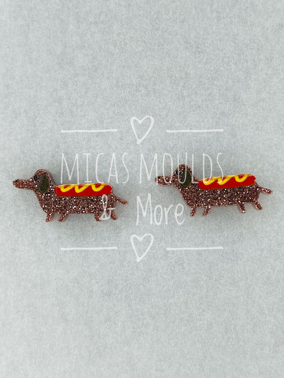 Acrylic Earring Studs - Sausage Dog - Sauce & Mustard (4 Pack)