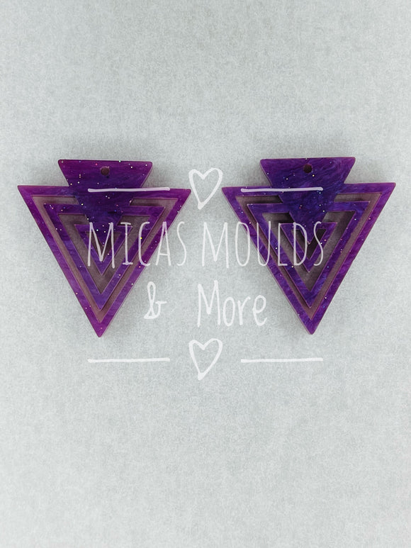 Acrylic Earring Component - Triangle - Purple Marble