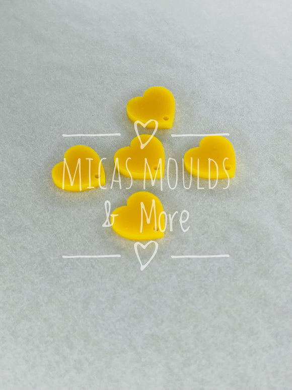 12mm Acrylic Earring Topper - Heart Yellow