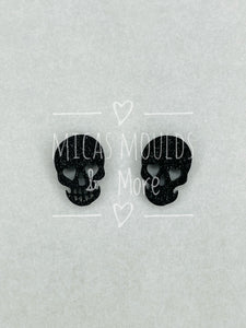 Acrylic Earring Studs - Skull - Black Glitter (4 Pack)