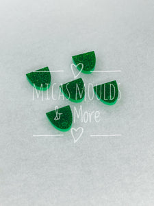 12mm Acrylic Earring Topper - Semi Oval Green Glitter