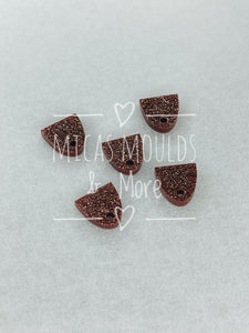 12mm Acrylic Earring Topper - Semi Oval Bronze Glitter