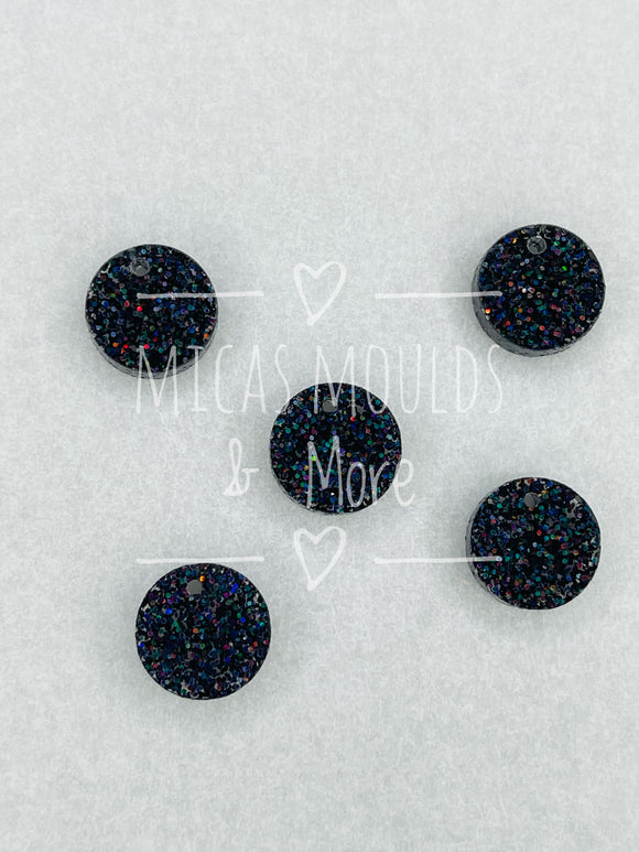 12mm Acrylic Earring Topper - Circle Galaxy Glitter