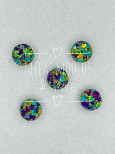 12mm Acrylic Earring Topper - Circle 80's Chunky Glitter