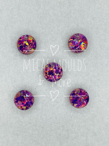 12mm Acrylic Earring Topper - Circle Purple Haze Chunky Glitter