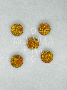 12mm Acrylic Earring Topper - Circle Amber Chunky Glitter