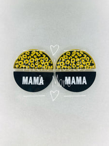 Acrylic Earring Components - Gold/Black Glitter Mama