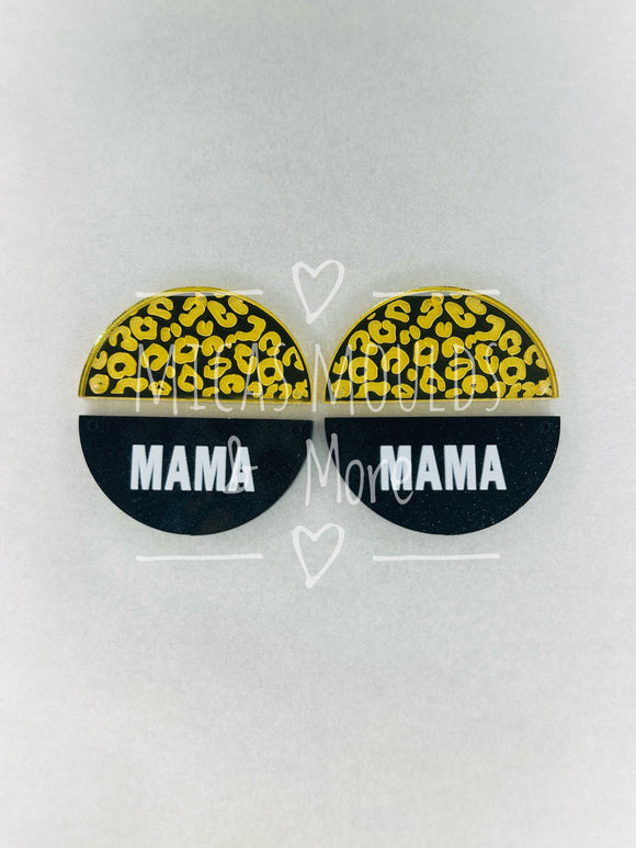 Acrylic Earring Components - Gold/Black Glitter Mama