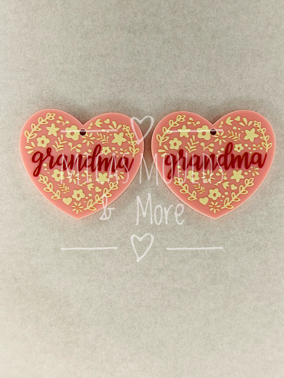 Acrylic Earring Components - Grandma Pink