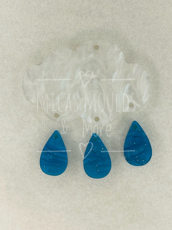 Acrylic Earring Components - Cloud w. Raindrops