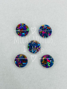 12mm Acrylic Earring Topper - Rainbow Chunky Glitter Circle