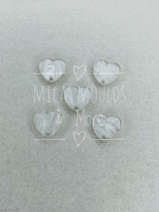 12mm Acrylic Earring Topper - White Marble Heart