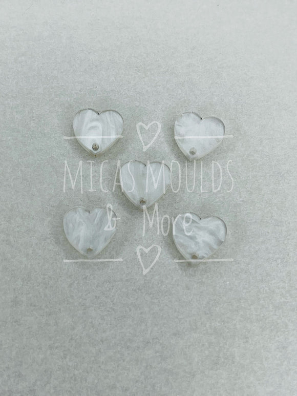 12mm Acrylic Earring Topper - White Marble Heart