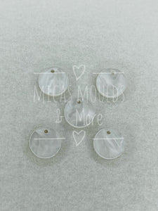 12mm Acrylic Earring Topper - White Marble Circle