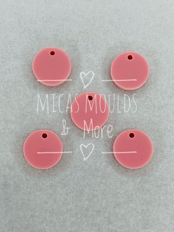 12mm Acrylic Earring Topper - Pastel Pink Circle