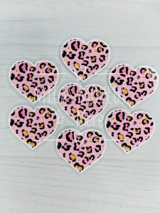 Pink Leopard Heart Resin