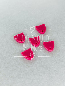 12mm Acrylic Earring Topper - Semi Oval Pink