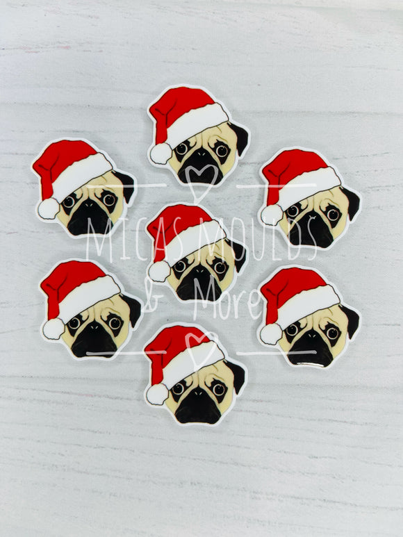 Christmas Pug Head Resin