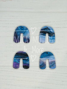 Acrylic Earring Component - Purple/Blue/Black Marble