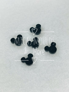 12mm Acrylic Earring Studs - Black Glitter