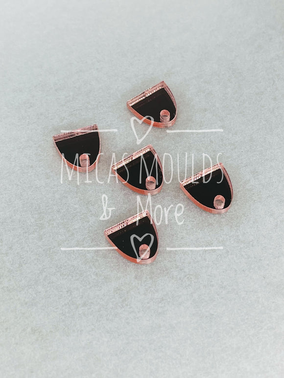 12mm Acrylic Earring Topper - Semi Oval Rose Gold