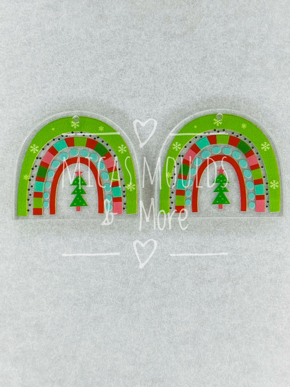 Acrylic Earring Components - Christmas Rainbow Clear