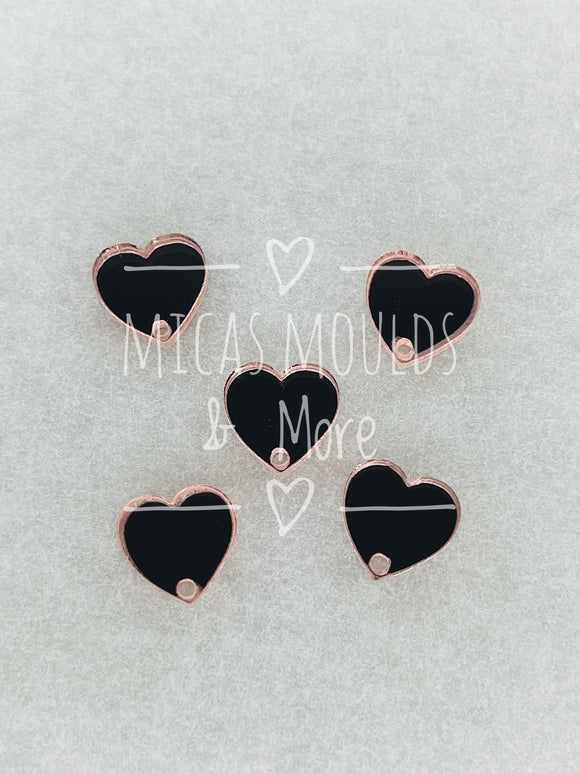 12mm Acrylic Earring Topper - Heart Rose Gold