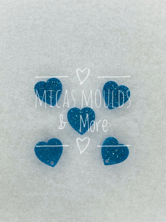 12mm Acrylic Earring Topper - Heart Blue Glitter