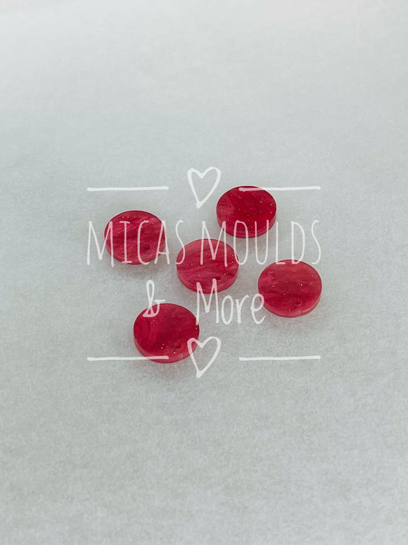 12mm Acrylic Earring Topper - Circle Red Marble