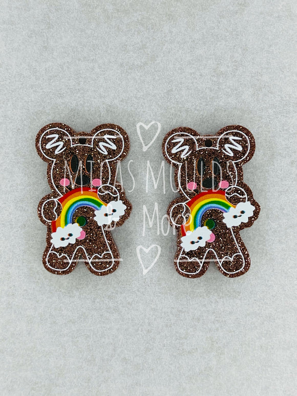 Acrylic Earring Components - Rainbow Bear