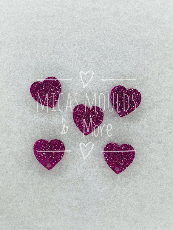 12mm Acrylic Earring Topper - Heart Pink Glitter