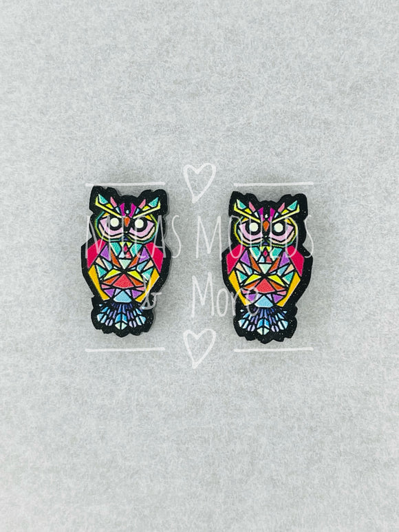 Acrylic Earring Studs - Owl (4 Pack)