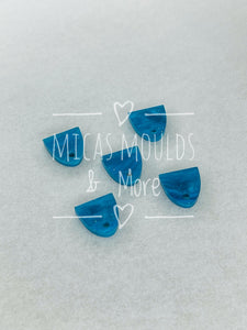 12mm Acrylic Earring Topper - Semi Oval Blue Marble