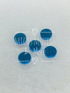 12mm Acrylic Earring Topper - Circle Blue Glitter