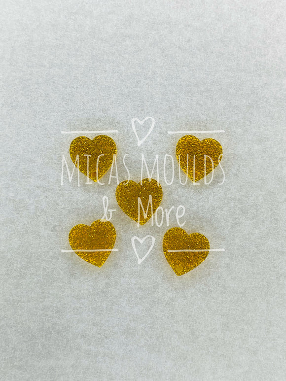 12mm Acrylic Earring Topper - Heart Gold Glitter