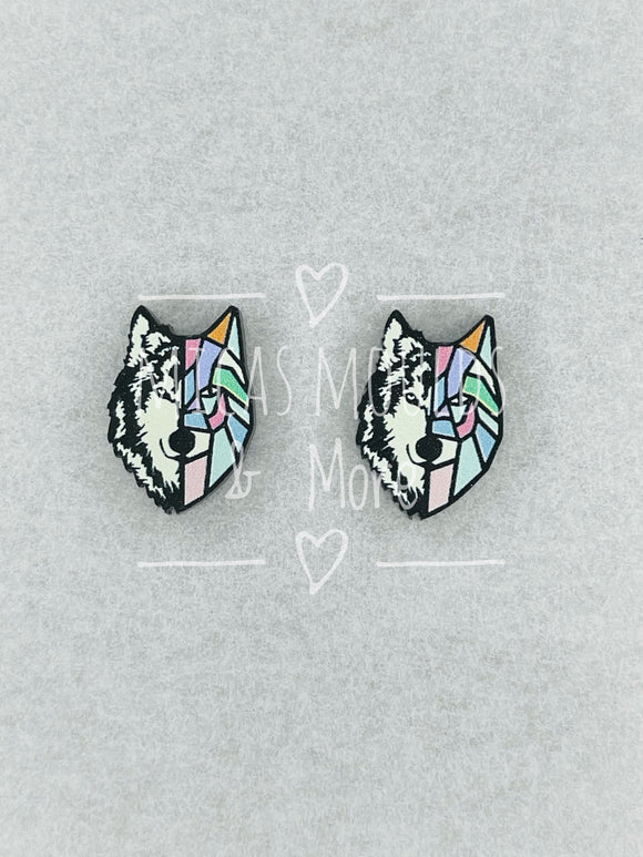 Acrylic Earring Studs - Wolf (4 Pack)