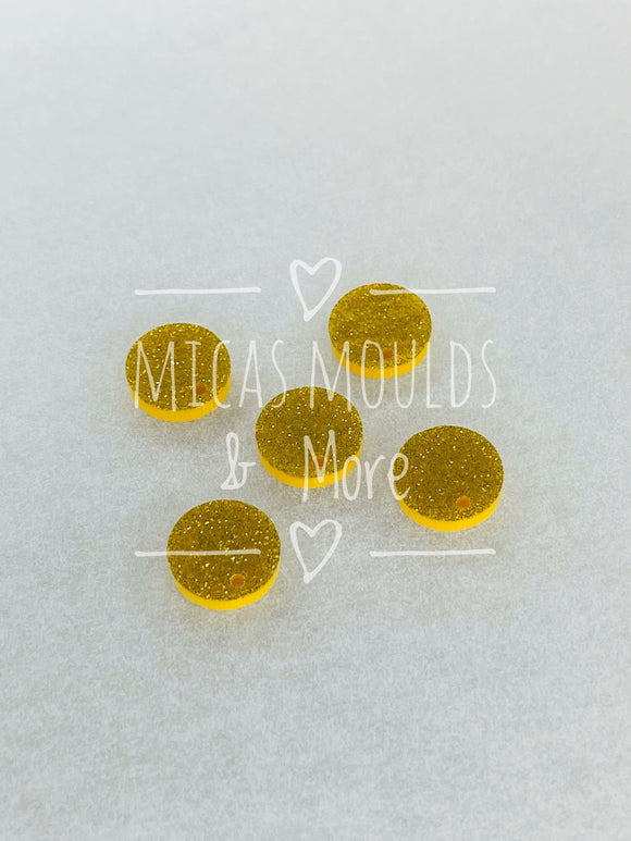 12mm Acrylic Earring Topper - Circle Gold Glitter