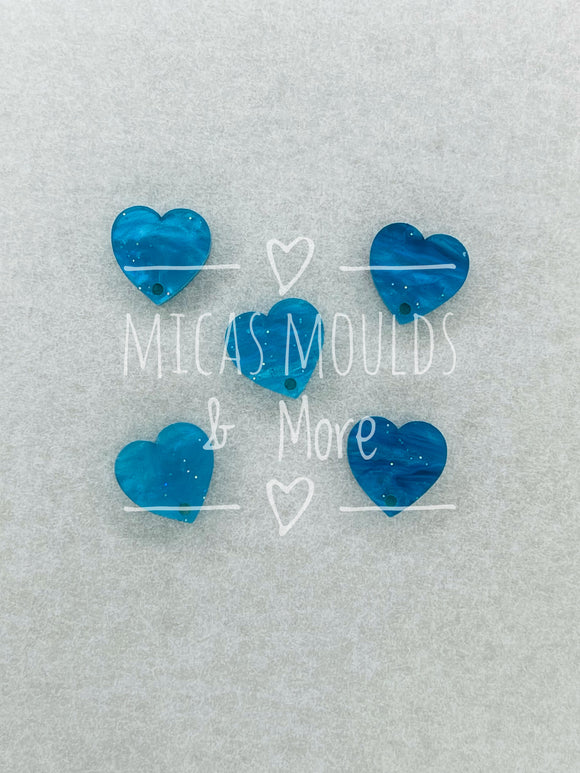 12mm Acrylic Earring Topper - Heart Blue Marble