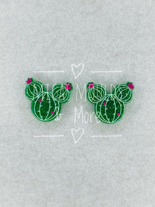 Acrylic Earring Studs - Cactus Green Glitter (4 Pack)