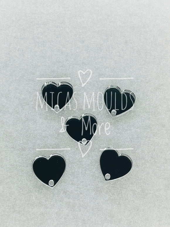 12mm Acrylic Earring Topper - Heart Silver