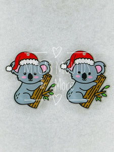 Acrylic Earring Components - Christmas Koala Clear