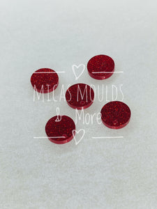 12mm Acrylic Earring Topper - Circle Red Glitter